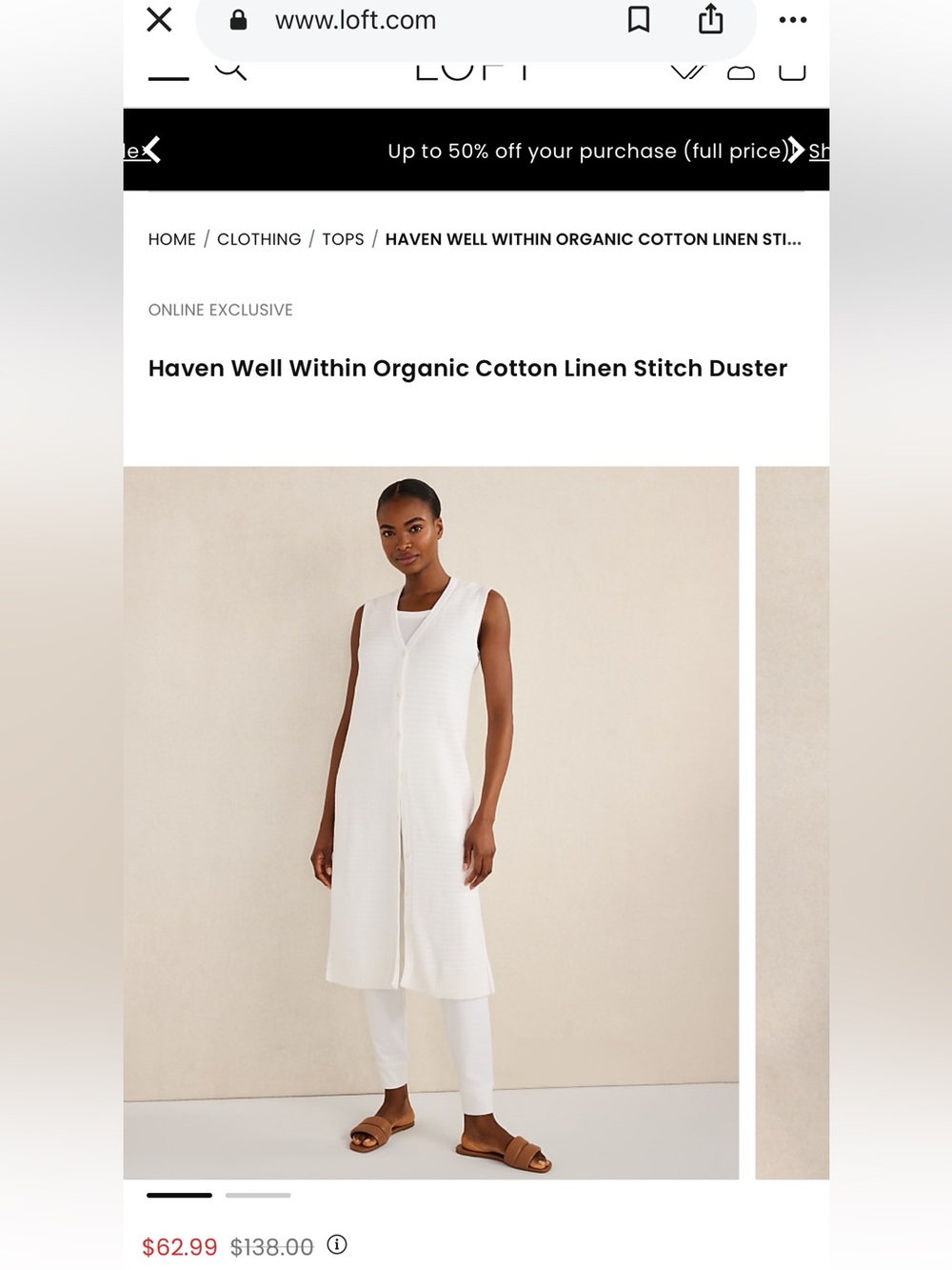 Haven Well Within women’s knit duster/dress white size S
